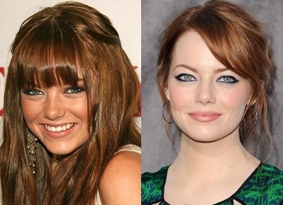 A picture of Emma Stone before (left) and after (right).